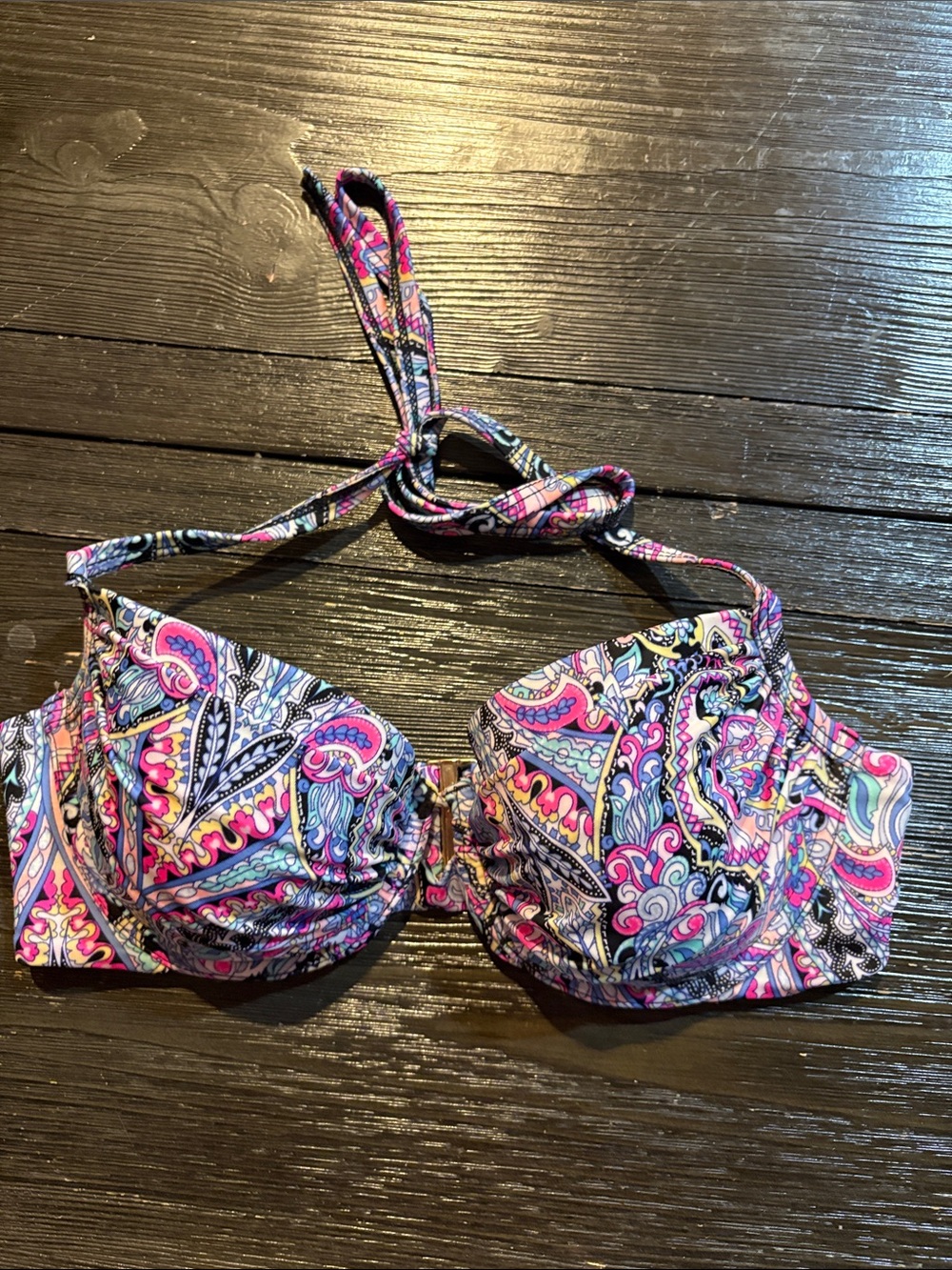 Victoria's Secret Paisley Halter Bikini Top - Pink & Blue